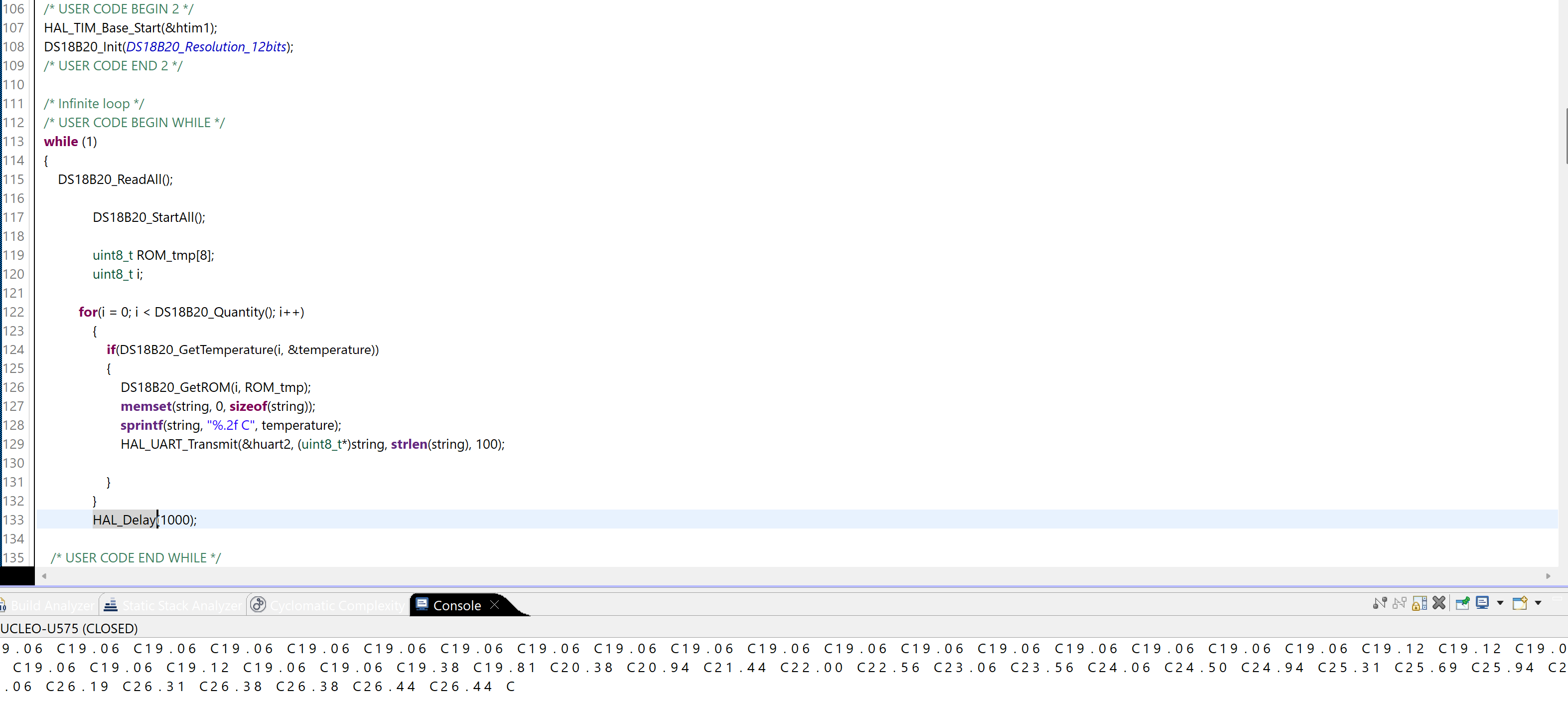 Temperature Sensor Code